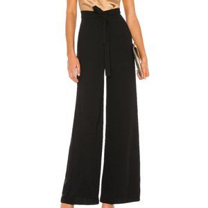 Bebe wide leg high waisted front tie black trousers
